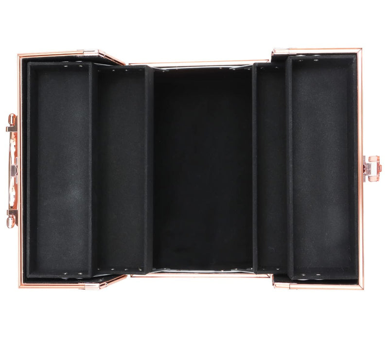 Vanity Case - Rose Gold & White Marble (4 Tray)