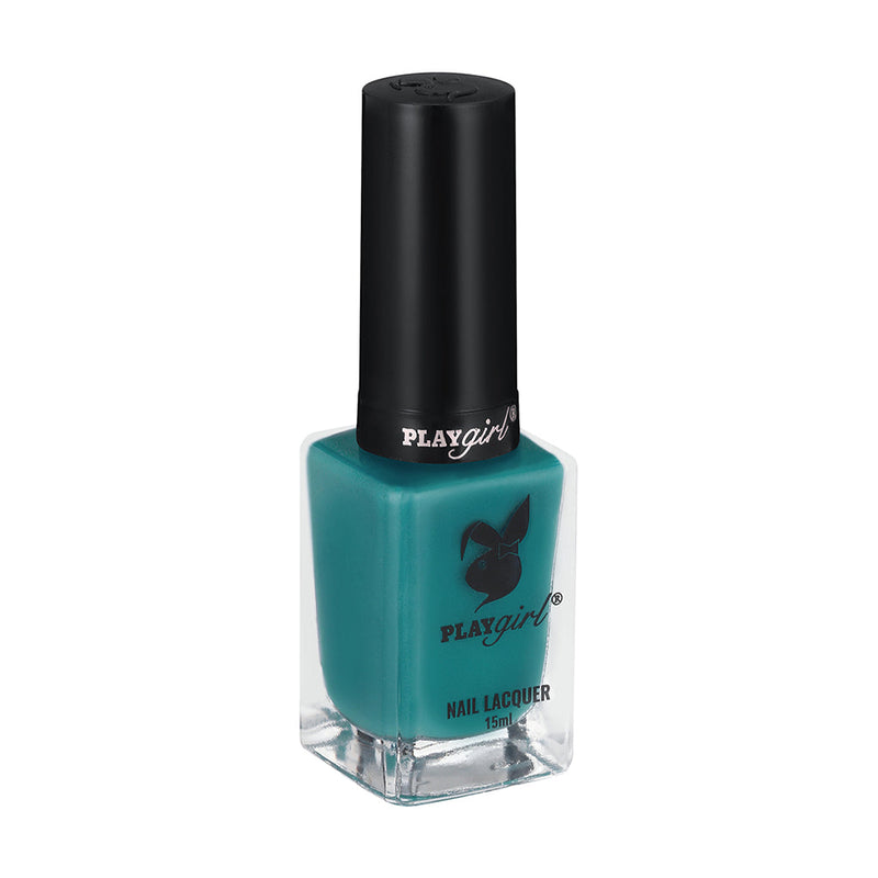 Playgirl Celeb Nail Lacquer in vibrant turquoise bottle for long-lasting, chip-resistant manicure.