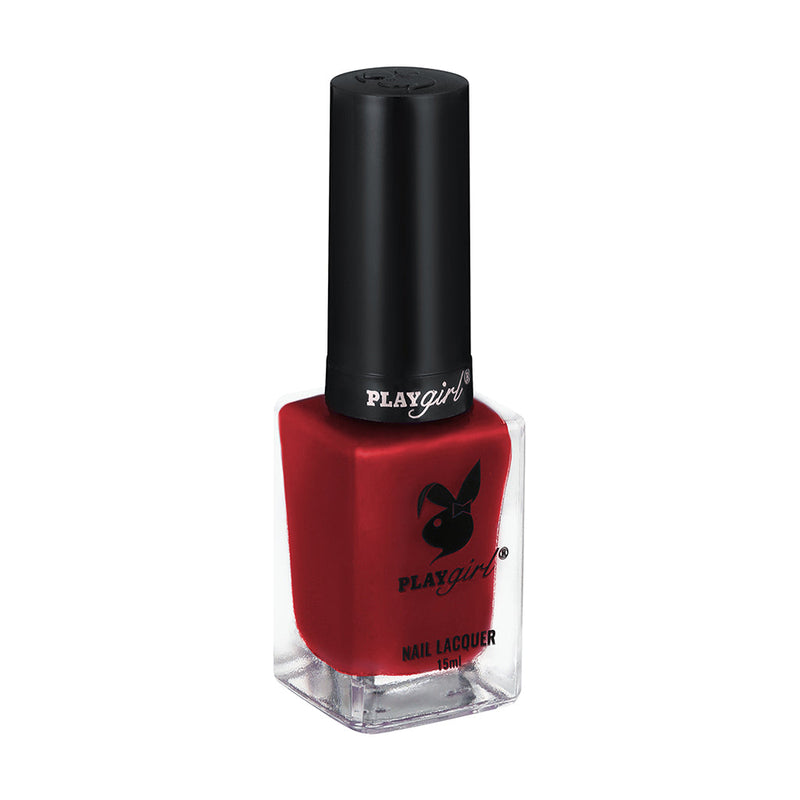 Red Playgirl Celeb Nail Lacquer bottle with high colour payoff and anti-chip formula.