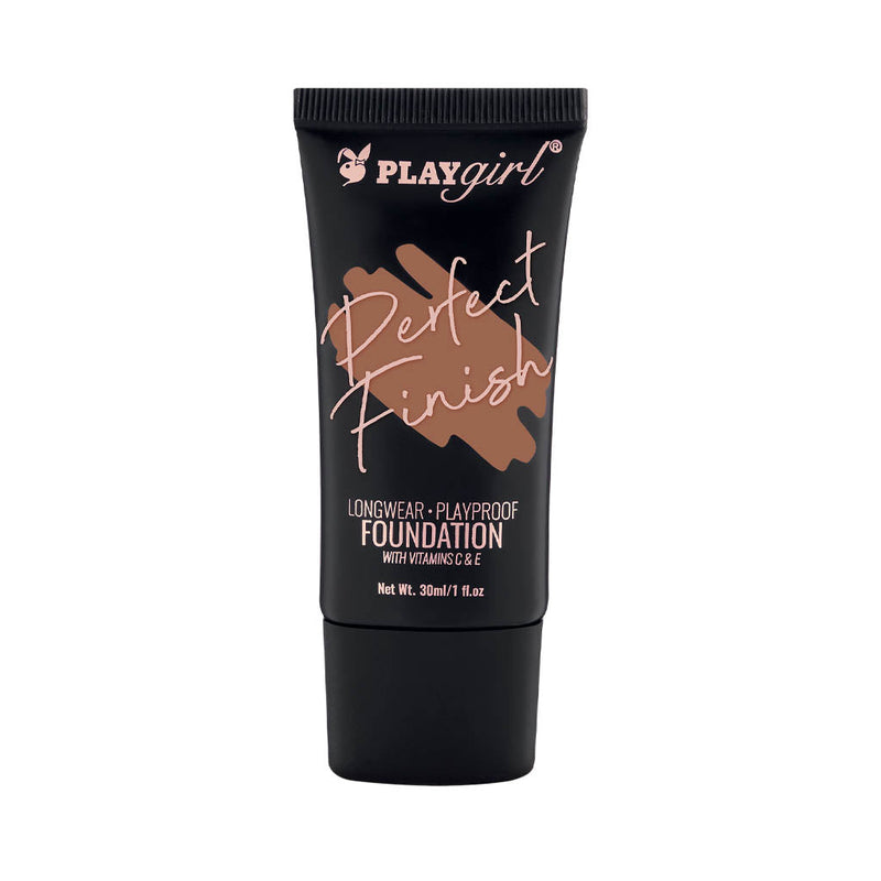 Perfect Finish Longwear Foundation tube with vitamins C and E, offering water-resistant and long-lasting coverage.