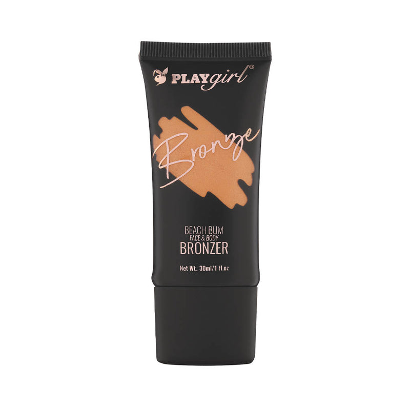 Beach Bum Liquid Bronzer tube with radiant glow formula for sun-kissed complexion.