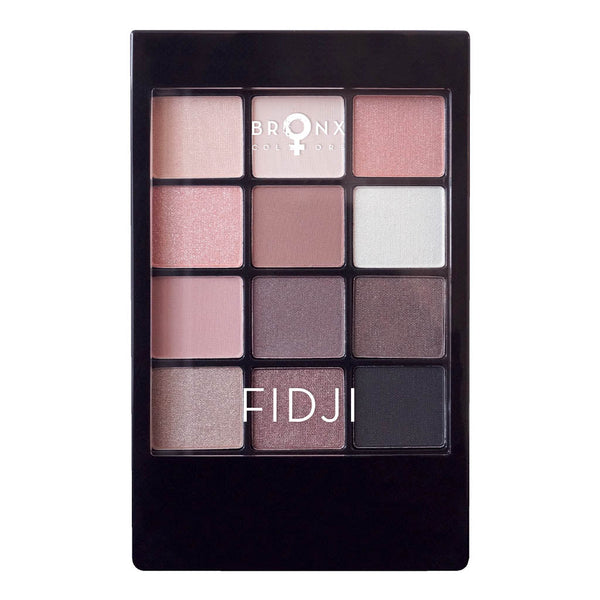 Eyeshadow Palette with 12 Colors in matte and shimmer shades, includes applicator.