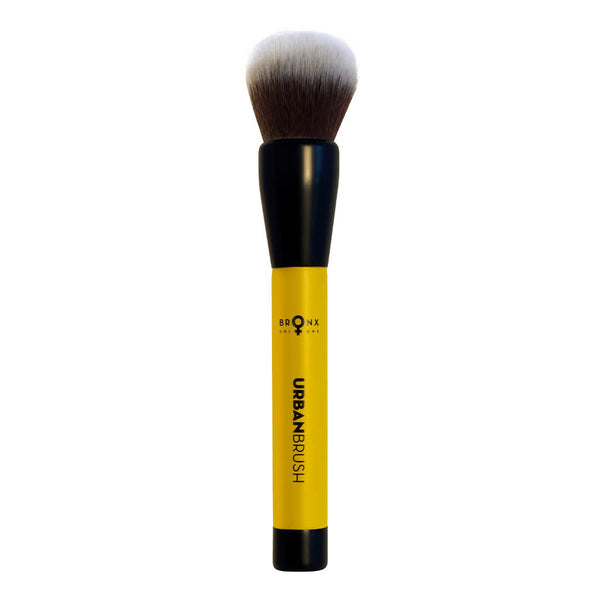 Foundation Buffer Brush with black handle and soft bristles for applying liquid, cream, and powder foundation.