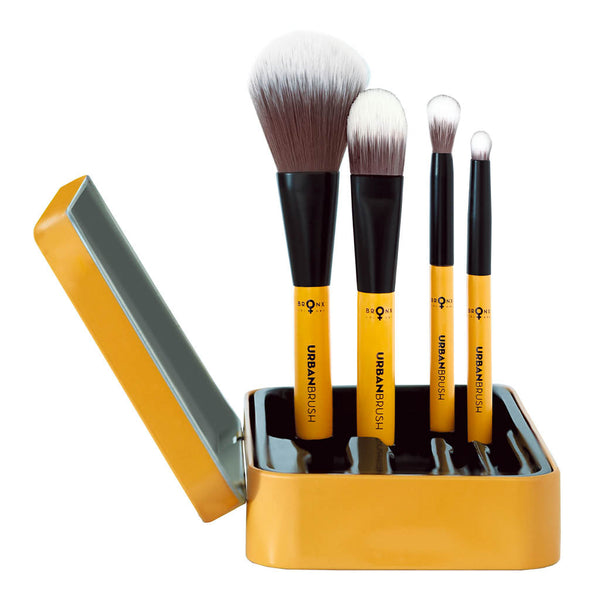 Magnetic Urban Brush Set 4pcs in a tin case with magnetic ends for easy storage.