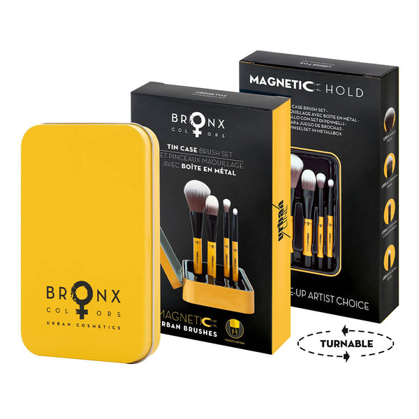 Magnetic Urban Brush Set 4pcs in tin case with magnetic ends for easy storage.