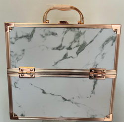 Vanity Case - Rose Gold & White Marble (4 Tray)